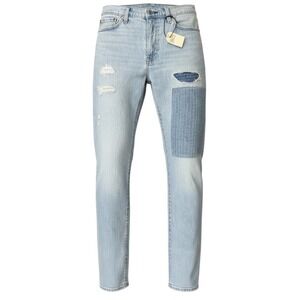 Levi's 511 Slim Fit Jeans Men's 32X34 Light Indigo Distressed Patch Stretch